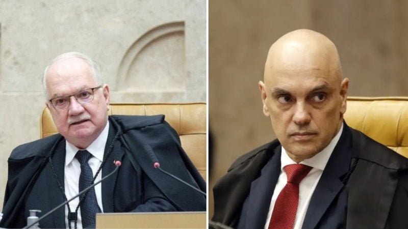 presidente do Supremo Tribunal Federal (STF), ministro Edson Fachin à esqueda e Alexandre de Moraes à direita