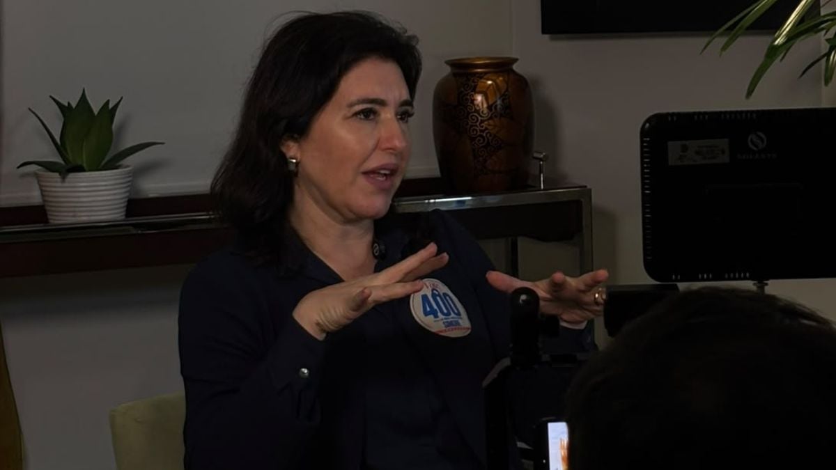 Candidato ao Senado por São Paulo, Simone Tebet, visita sede da VTV SBT e expõe propostas