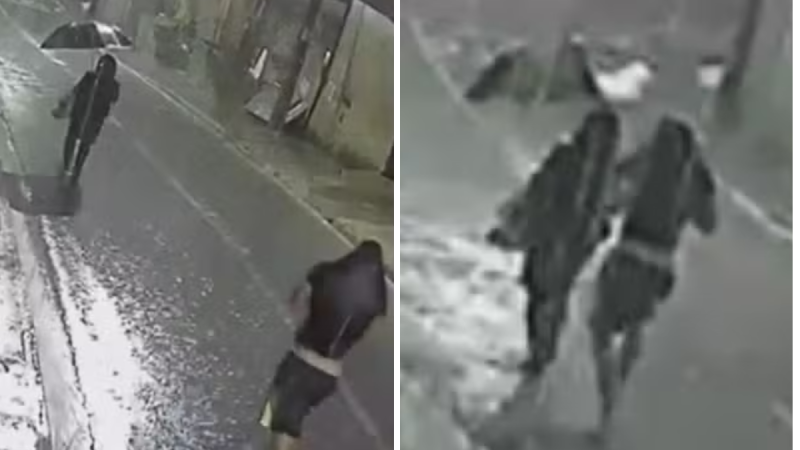 mulher de 61 anos arrastada em Campinas: Câmera flagra mulher de 61 anos arrastada por homem em Campinas, em imagens de segurança na rua com baixa nitidez, mostrando a situação de violência