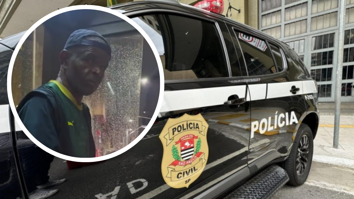 Homem investigado por importunação em Campinas é associado a caso de ato obsceno, enquanto viatura da Polícia Civil aparece estacionada em área urbana com janela e fachada ao fundo.