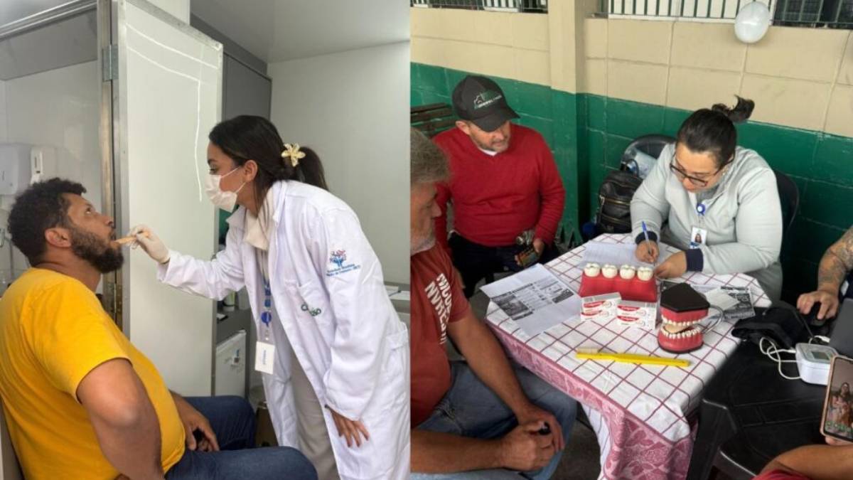 Equipe orienta participantes sobre cuidados com a saúde bucal em Cubatão