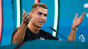 Cristiano Ronaldo durante entrevista coletiva