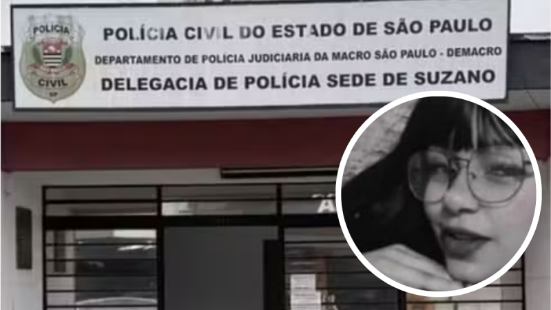 Suspeito de matar ex-companheira em Suzano é mostrado em foto ao lado da Delegacia de Polícia de Suzano, em imagem da Polícia Civil de São Paulo.