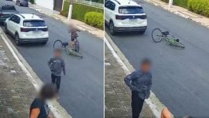 Dois suspeitos de bicicleta abordam mulher que caminhava com cachorro