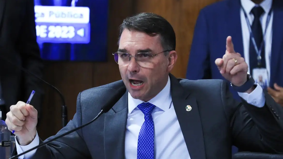 Flávio Bolsonaro durante sessão no Senado Federal. Crédito: Lula Marques/Agência Brasil.