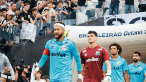 Jogadores do Santos entrando em campo