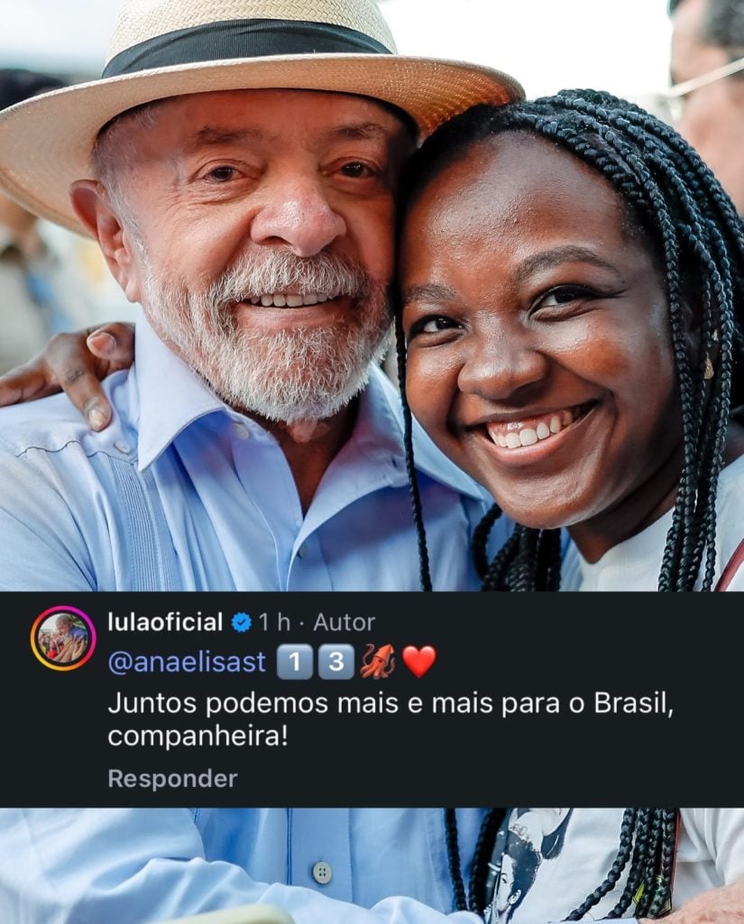 Lula posa ao lado de Ana Elisa em foto publicada nas redes sociais antes das eleições de 2026.