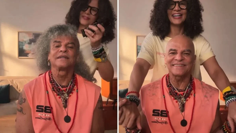 Valderrama aparece em vídeo raspando seu cabelo.