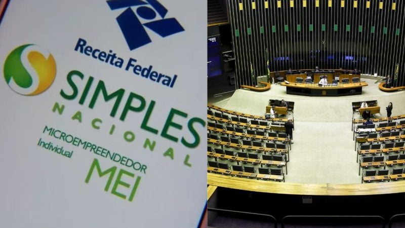 Simples Nacional para MEI e plenário da Câmara dos Deputados durante discussão de projeto que amplia o limite de faturamento do microempreendedor individual.