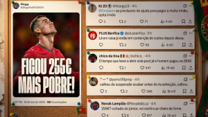 Montagem feita por internautas, ironizando a multa de Cristiano Ronaldo.