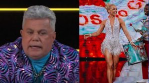 Milton Cunha e Virginia Fonseca aparecem em um collage: Milton Cunha em um programa, de terno com brilho, e Virginia Fonseca no palco, com vestido prateado e postura de apresentação.