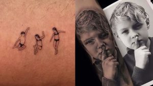 Tatuagens de William Bonner e Neymar em homenagem aos filhos.