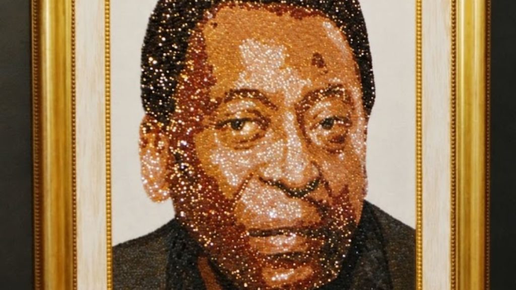 Retrato de Pelé com mais de 17 mil cristais Swarovski