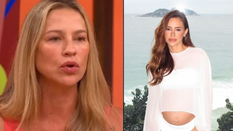 Luana Piovani e Bruna Biancardi em duas fotos lado a lado, ambas com cabelos longos e expressão séria, em imagens recortadas para comparação.