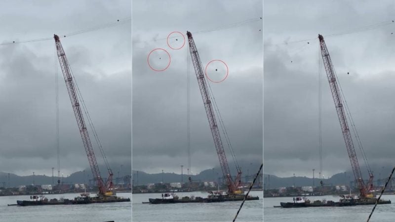 Guindaste em barcaça derruba cabos de energia no Porto de Santos e suspende navegação em parte do canal