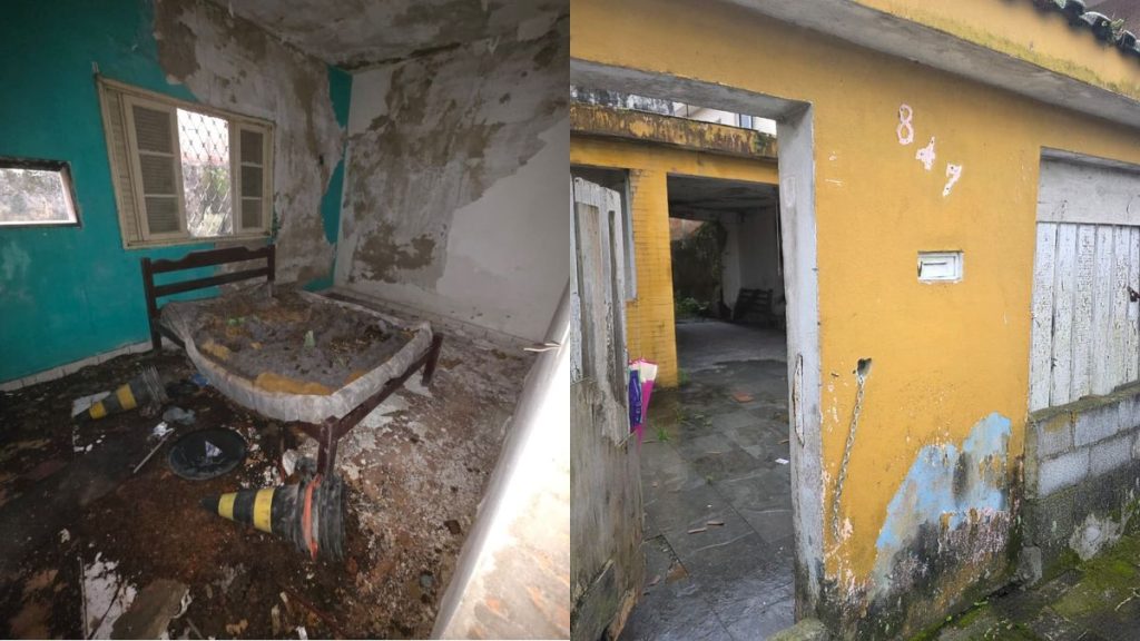 Imóvel em que o cão foi resgatado estava sujo e abandonado