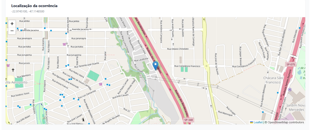 Mapa indica a localização do acidente fatal na Rodovia dos Bandeirantes (SP-348), na altura do km 90, em Campinas.